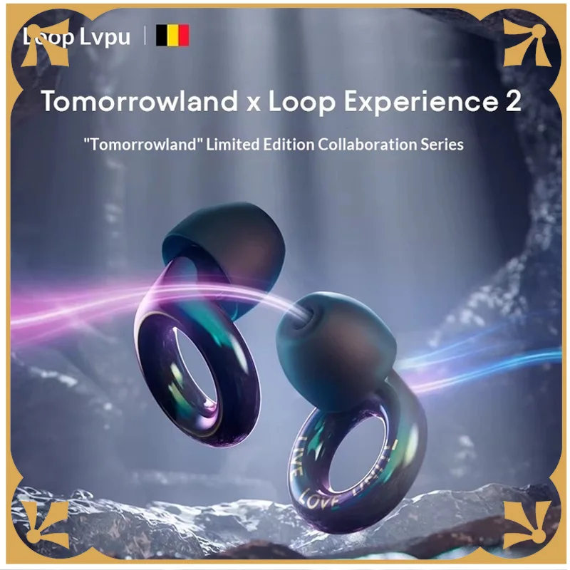 Tomorrowland x Loop Experience 2 Earplugs, Stylish Festival Ear Jewelry, Reusable Hearing Protection for Raves & DJ Sets