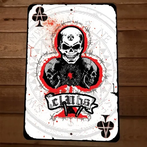Ace of Anarchy Clubs Playing Card  Metal Wall Sign Garage Poster