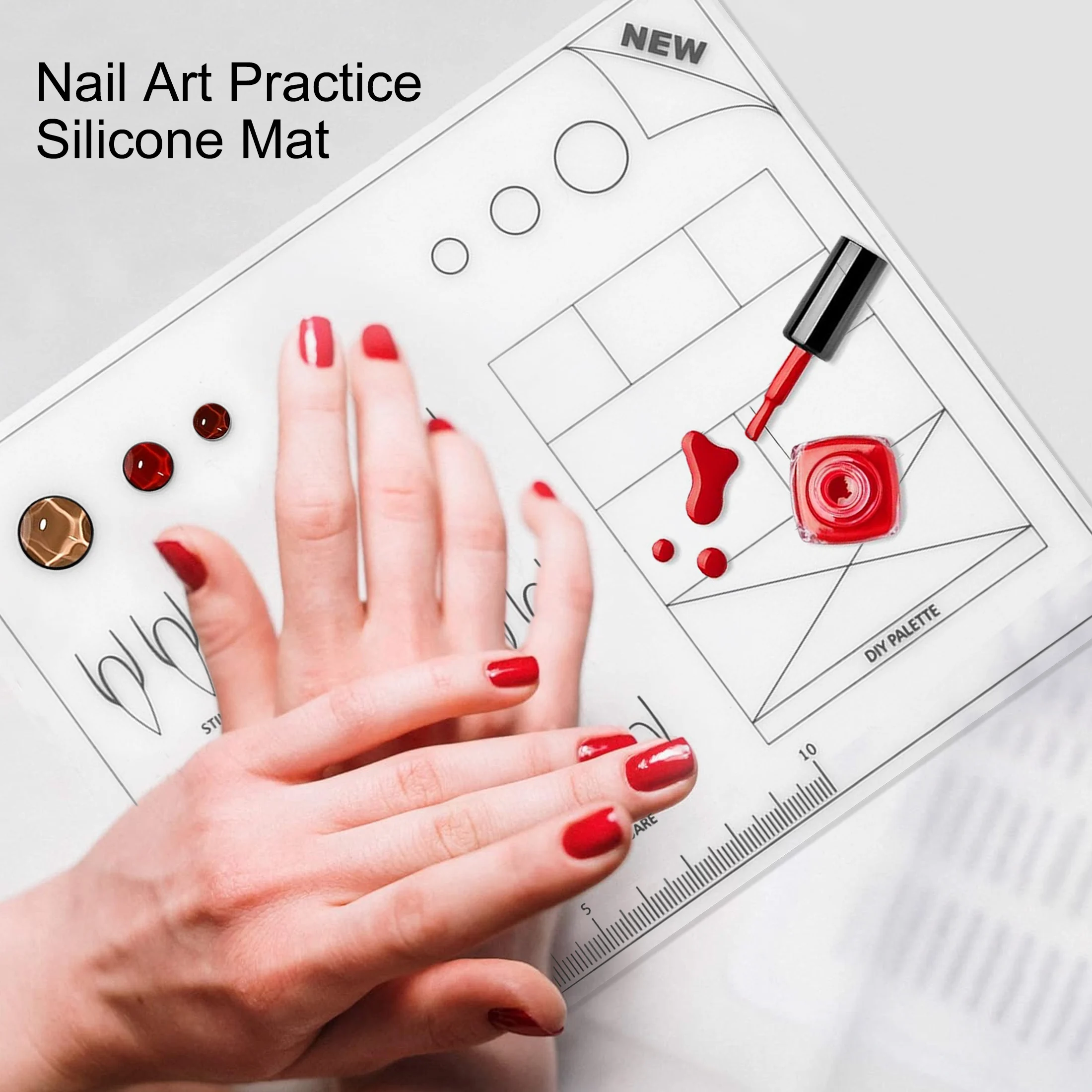 Nail Template Nail Application Learning Tool Silicone Nail Art Display Pad Table Mat Decals Training Practice Sheets