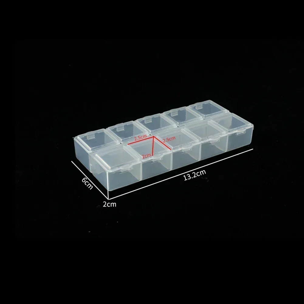 Compartment Storage Box Rings Screw Transparent Holder Jewelry Organizer Plastic Rectangle 10 Grids High Quality