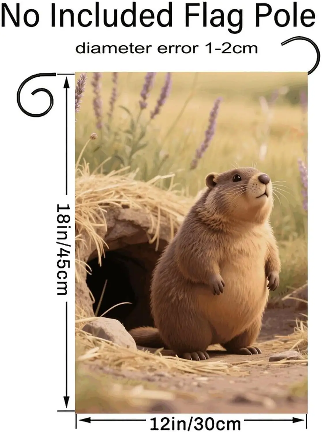 Linen Marmot Standing Alert Garden Flag for Outside 12x18 Inch Single Side Weatherproof Seasonal Yard Flag Banner Outdoor De jjp