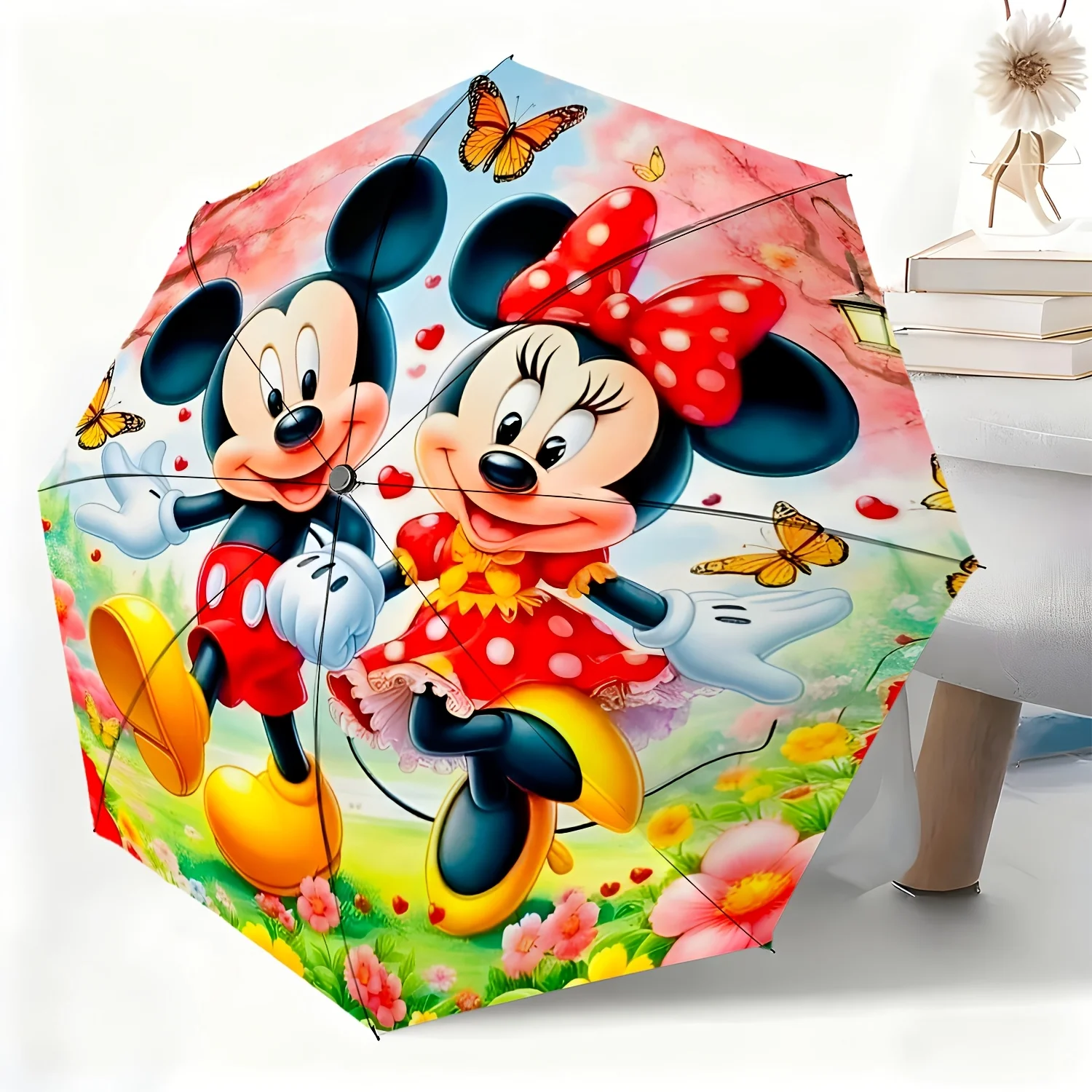 

Зонт с изображением персонажей мультфильмов Микки и Минни, полностью автоматический, подходит для любых случаев, портативный.