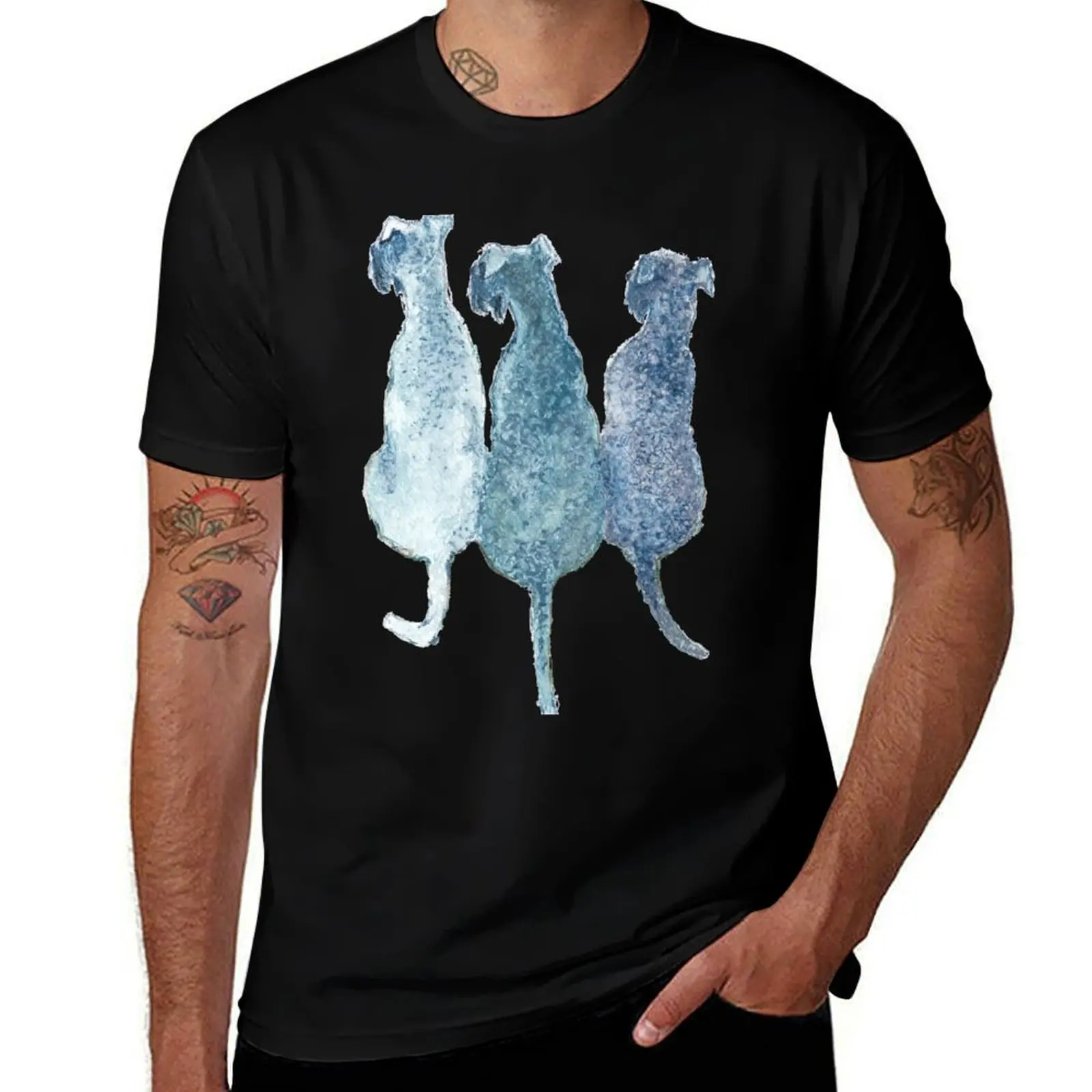 Футболка Shades of Kerry Blue Terrier, простая однотонная футболка с круглым вырезом