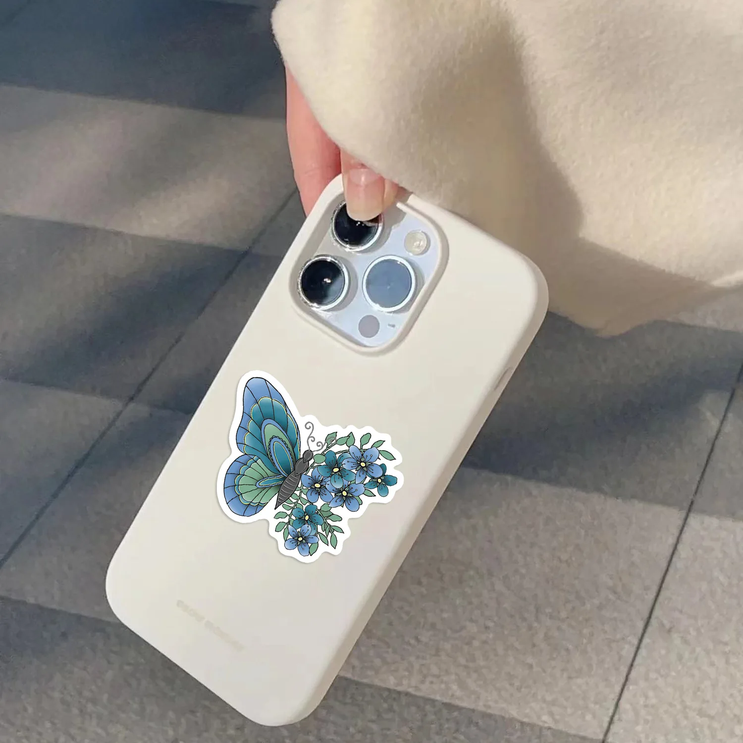 50pcs Blue Butterfly Cartoon Graffiti Stickers Phone Guitar Laptop Notebook Suitcase Water Bottles Waterproof Sticker Gift