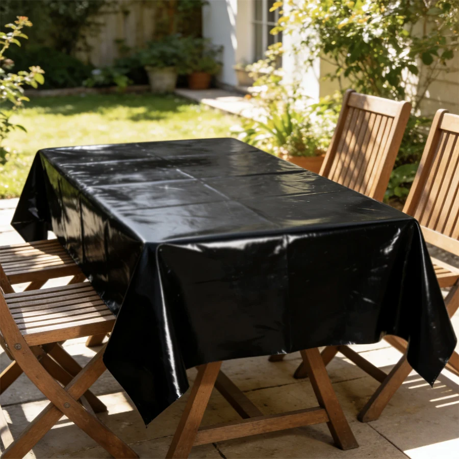 Four Season Universal PVC Waterproof Courtyard Tablecloth Cover Outdoor Oil proof Sunscreen Table Cover Full Package