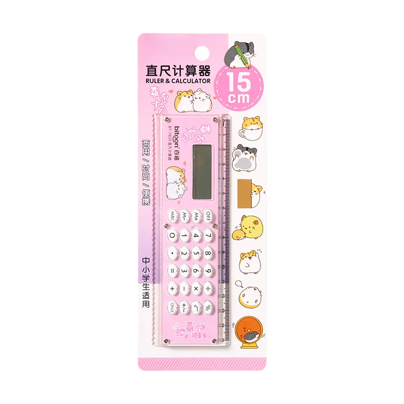 Plastic 15cm Straight Ruler with 8-Digit LCD Screen Calculator for Accurate Readings and Smooth Button Operation