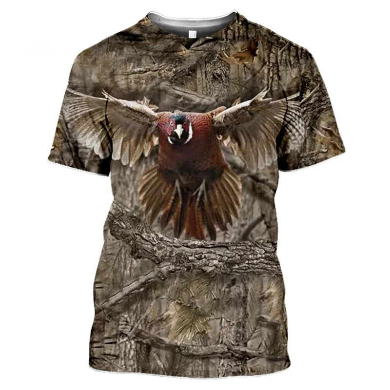 Deer Hare Hunting Camoufalge T Shirt Men 3D Camo Wild Boar Rabbit Hunter Printing T-Shirt Women Clothing Funny Kids Short Sleeve