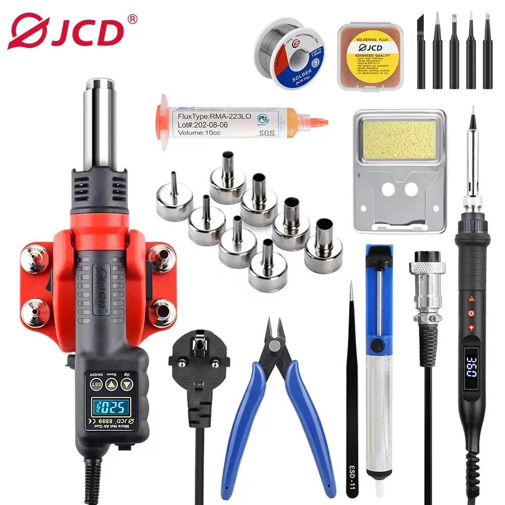 

JCD 2 in 1 Soldering Station 8899 Welding Repair Soldering Iron With Hot Air Gun SMD BGA Rework LCD Digital Station Repair Tools