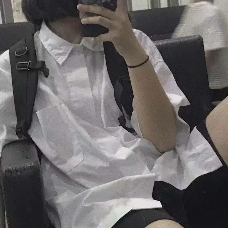 

Short Sleeve Shirts Women Japanese Clothes Solid Simple All-match Leisure Daily Baggy Fashion College Summer Comfortable Chic