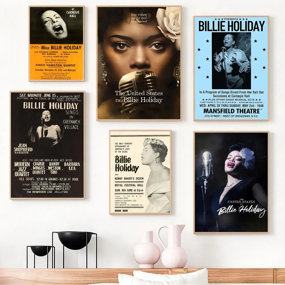 music Billie Holiday Poster Poster HD Frameless Creamy Style Home Decor Wall Art for Living Room Bedroom Gift