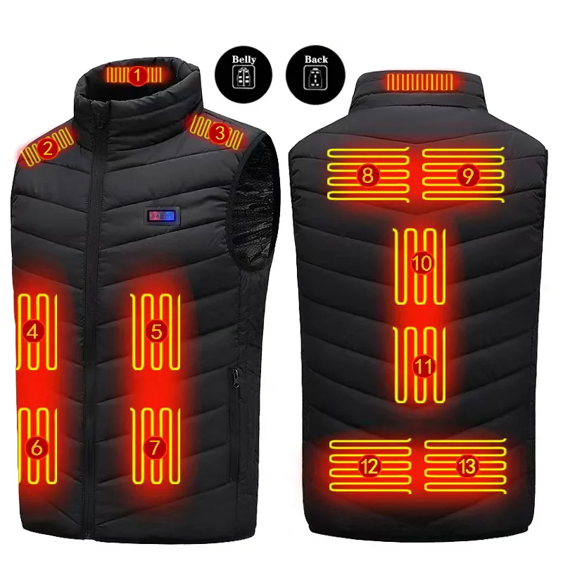 13 Areas Heated Vest Oversized Women Men Winter Snowboarding Coat Self Heating Vest USB Electric Thermal Vest Jacket Outdoor