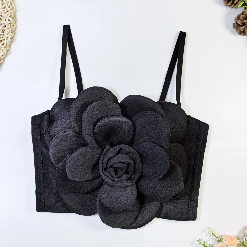 

Женский корсет для взрослых с 3D цветком без бретелек, внешний вид с талией, преувеличенный большой цветок, корсет в виде рыбьей кости, боди, сексуальное женское белье