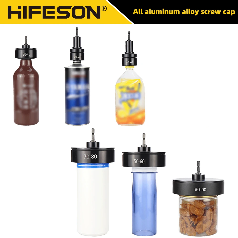 HIFESON 1/4 Outer Diameter Bottle Cap Screw Capping Head Press Cap Screw Capping Head Fastening Head 10-100mm For Power Drill