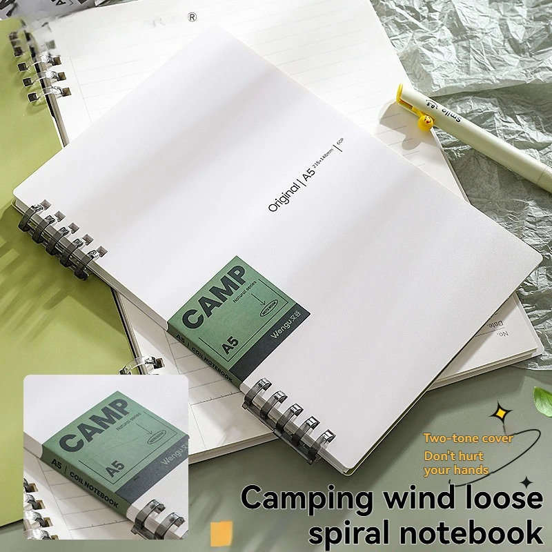 A5/B5 Five Hole Clip Loose Leaf Notebook B5 Non Irritating Detachable Solid Color Minimalist A5 Note Book Hard Shell Coil Notebo