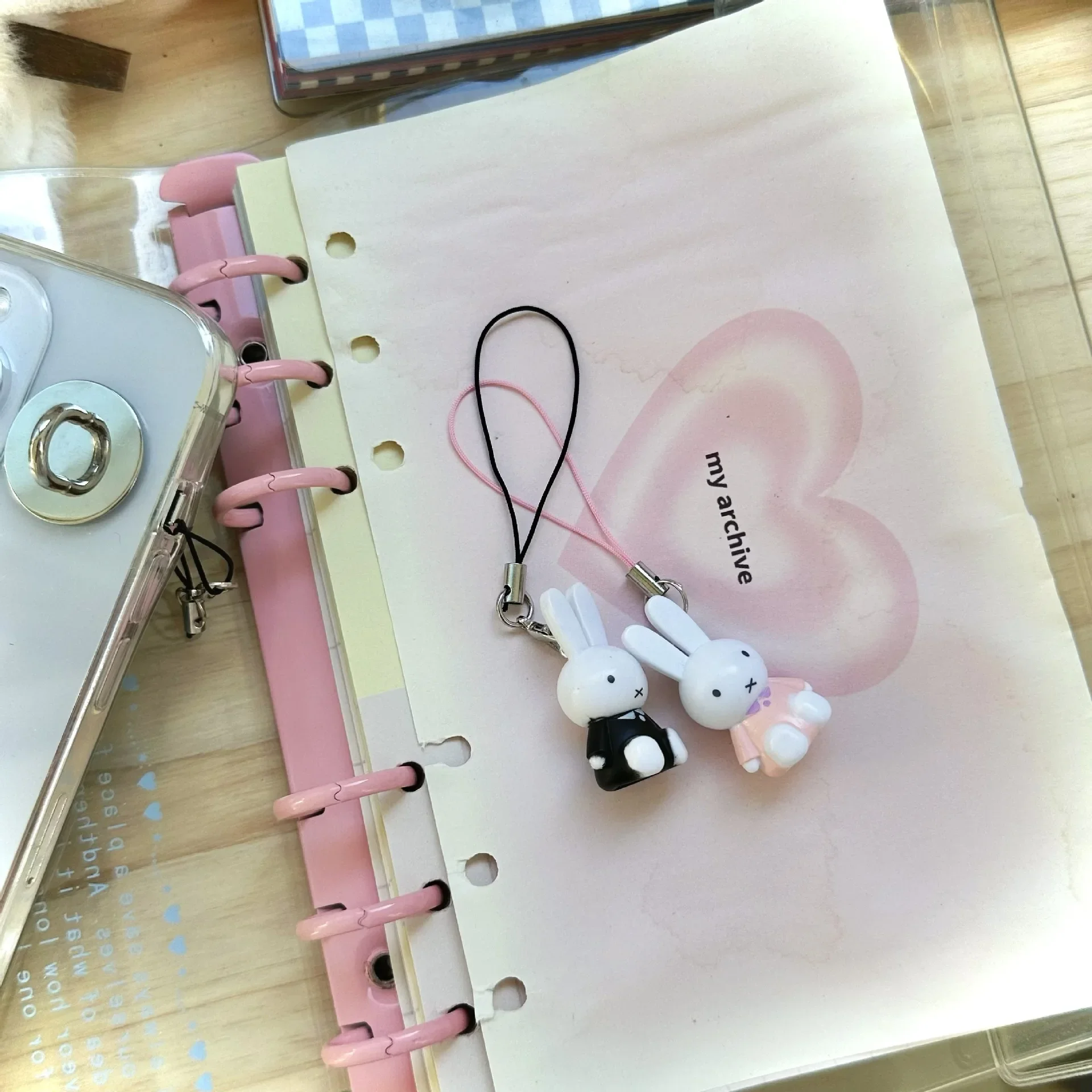 Portachiavi con coniglio Kawaii Cartoon Zaino carino Ornamenti pendenti Catena per cellulare Regalo di Natale