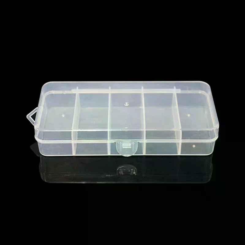 Single-layer Five-cell Rectangular Plastic Box Transparent Storage Box Bead Jewelry Container Jewelry Storage 1PC
