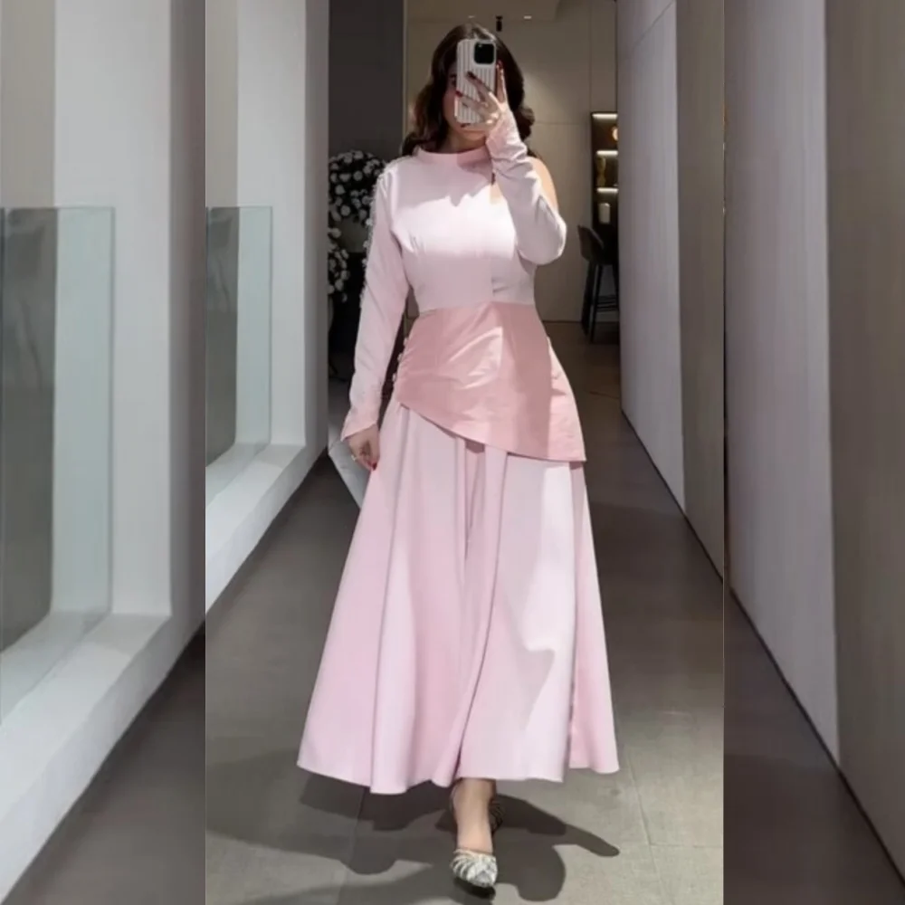 

Customized Jersey Button Sequined A-line High Collar Midi Dresses Bespoke Occasion Homecoming Casual Simple Matching