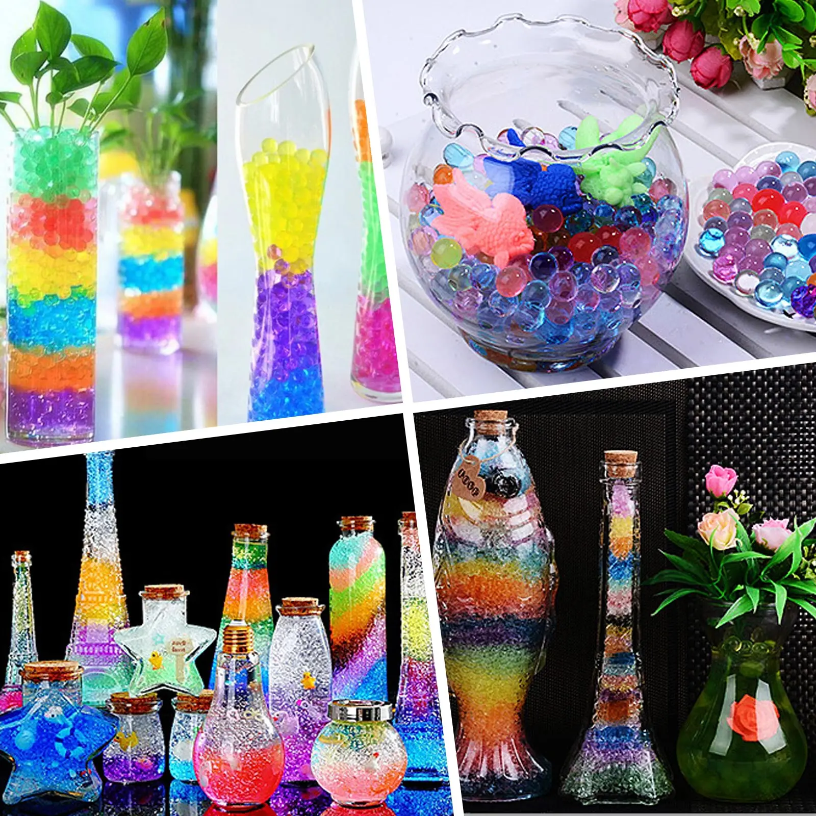 8000pcs Multicolor Crystal Soil Hydrogel Water Beads Water Bombs Gel Mud Jelly Balls for Water Gun Toy Flower Plants Decorations