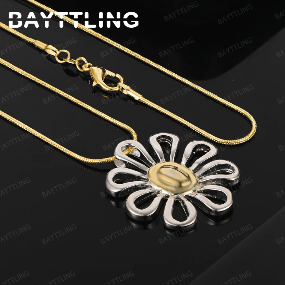 

925 Silver 18k Gold 16-30 Inch Exquisite Flower Pendant Necklace Fashionable Women'S Wedding Accessories Gift Jewelry