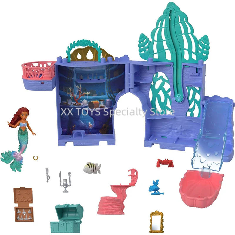 Disney Mała Syrenka Storytime Stackers Ariel's Grotto Zestaw do układania w stosy Domek dla lalek z mini lalką i 10 akcesoriami Zabawki dla dziewczynek