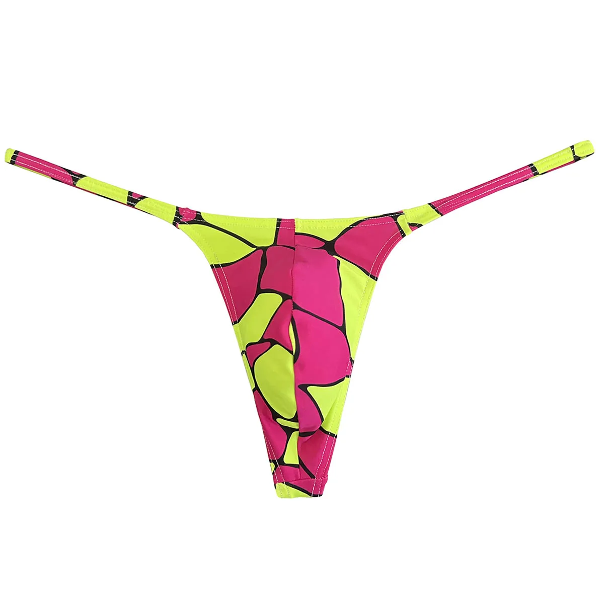 Men's Enhance Pouch G-String Colorful Print String Underwear Male Thongs Lingerie Ultrathin Quick-dry Stretchy Breathable Tangas