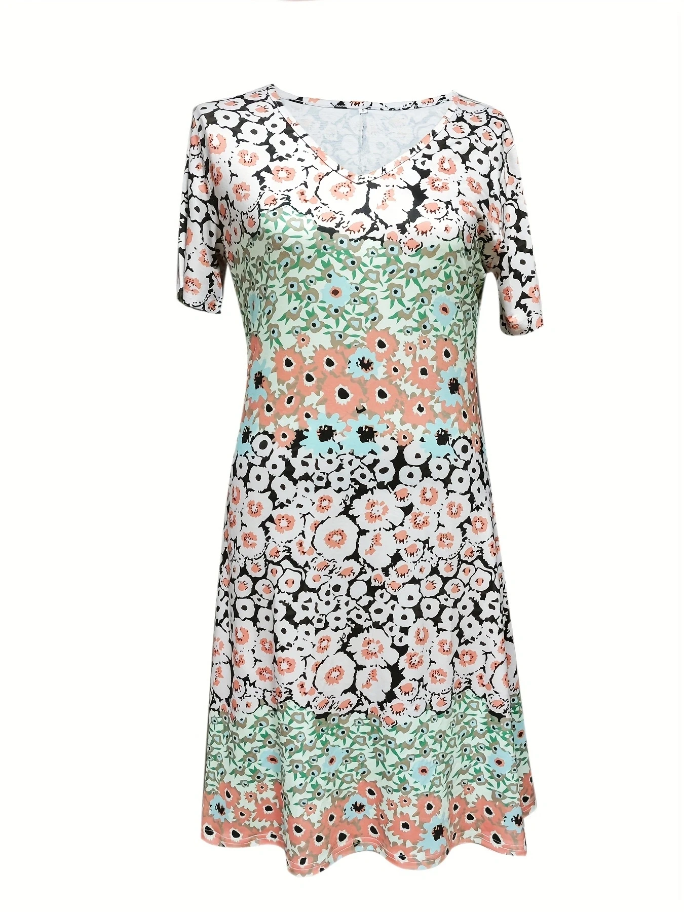 Direcional flor impressão vestido feminino, elegante, elegante