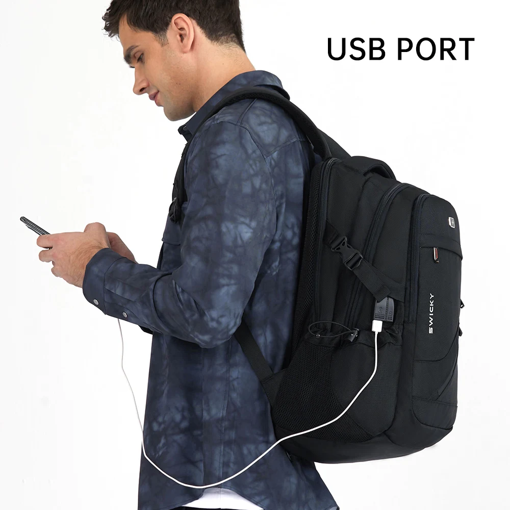 SWICKY Men Backpack Business Trip Laptop Backpacks Large Capacity Casual Schoolbag Waterproof Travel Shoulder Bag