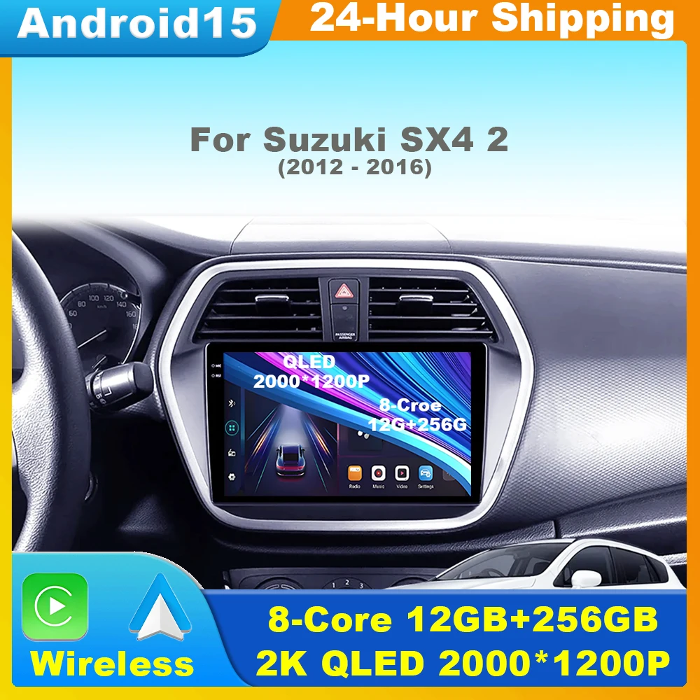 

Android 15 Wireless Carplay For Suzuki SX4 2 2012 - 2016 Car Radio QLED Screen Multimedia Player Stereo GPS Head Unit 4G WIFI