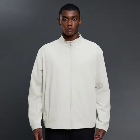 Lemon Men's Stand Collar jacket Autumn Leisure Loose Windproof Zipper Coat Simple Men's Clothing Design Top for Active Wear