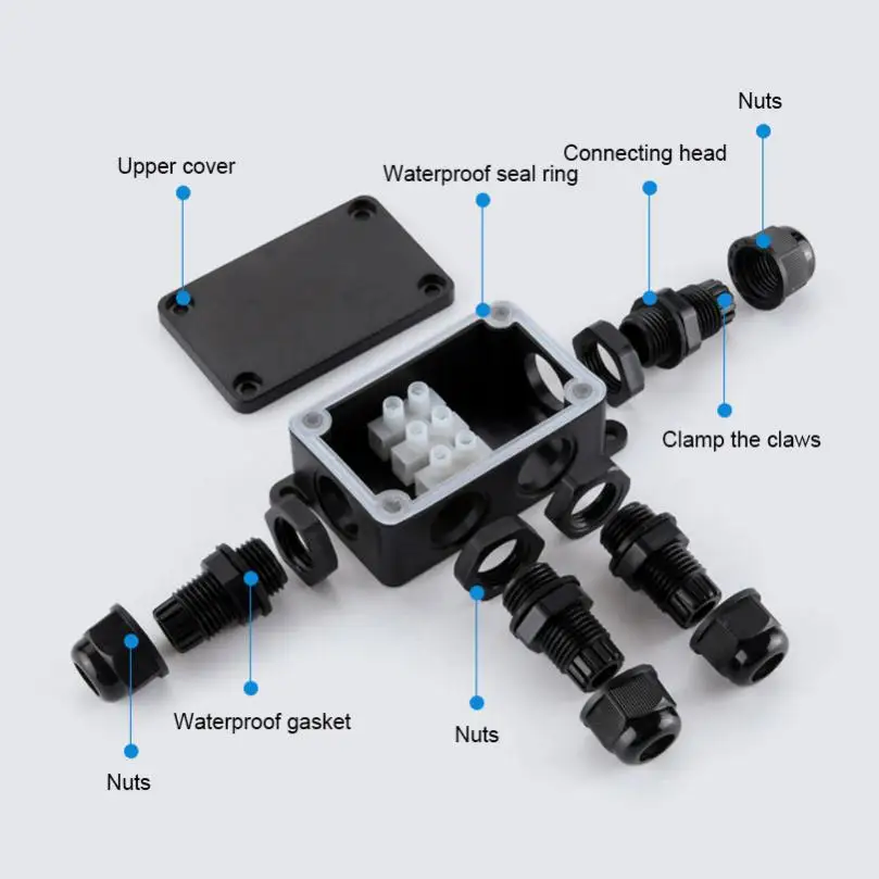 IP66 Waterproof Cable Connector 2/3/4 Way 4-8mm Terminal Junction Box Outdoor Cable Distribution Box UV Protection