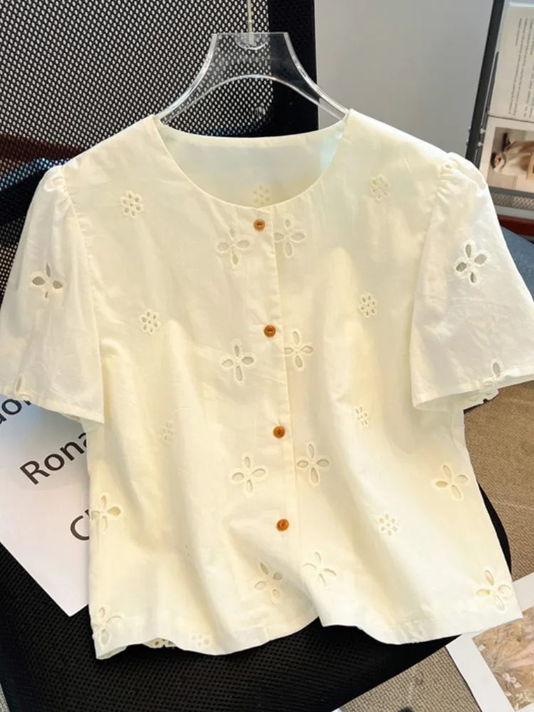 

Женский летний дизайн с вышивкой, утягивающий топ в Корейском стиле, свободный крой в Корейском стиле