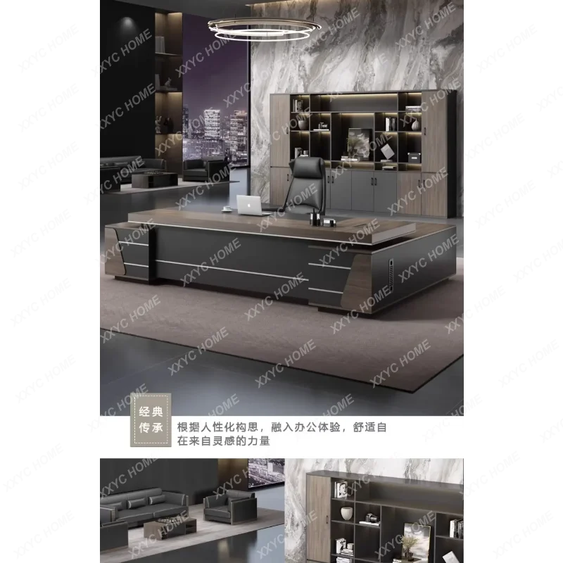 HH Reception L Shape Office Desk Aesthetic Luxury Black Executive Computer Desk Workstations Study Mesa Escritorio