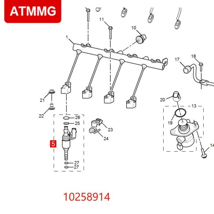 ATMMG Original new fuel injector assembly Fuel injector nozzle 10258914 0261500712 For SAIC MG6 MG HS RX5 MG5 new 1.5T