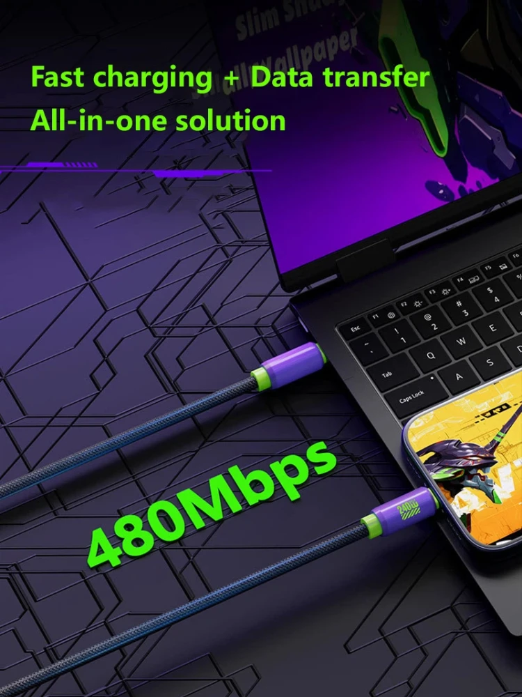 1 Meter 240W Super Fast Charging Data Cable Dual Type-C Suitable For Apple Xiaomi Huawei Mobile Phone Tablet Charging Cable