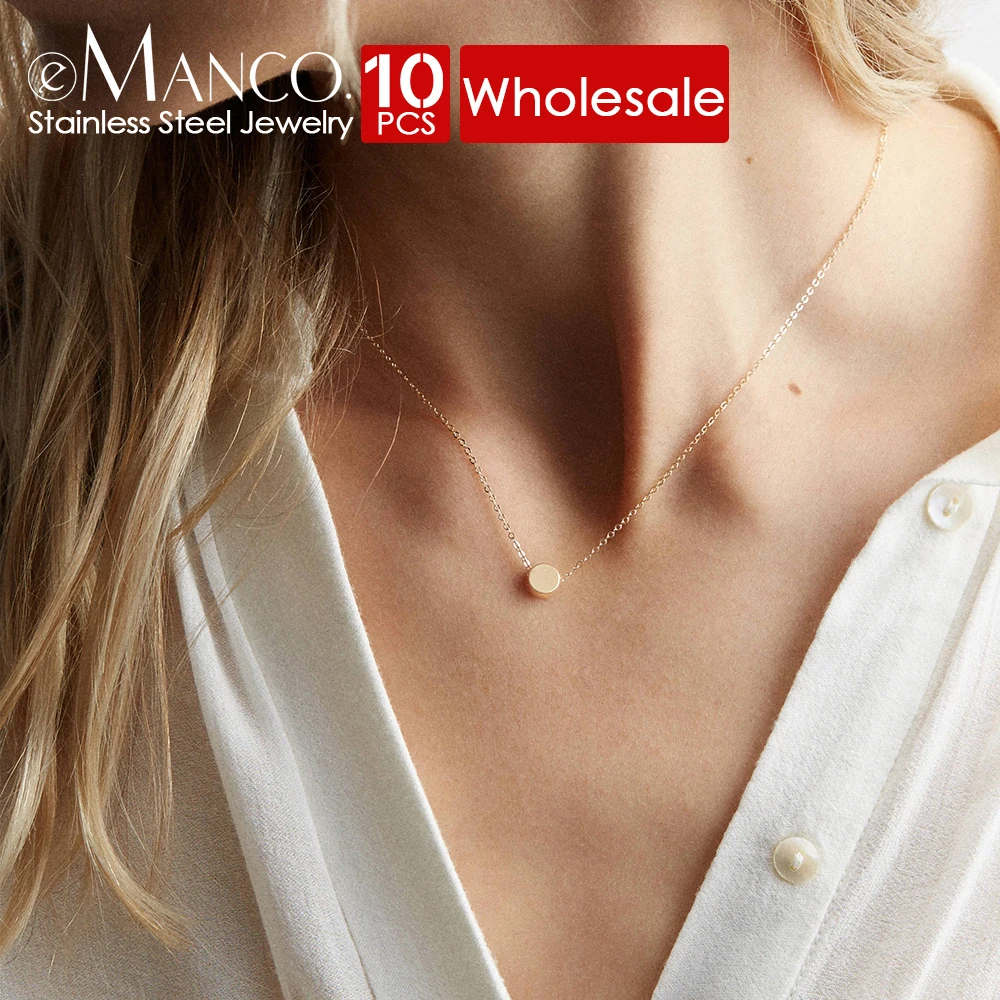 eManco 10PCS Stainless Steel Necklace Women Minimalist Dainty  for  Small Pendant Clavicle Chain  Brand Luxury Jewelry Wholesale