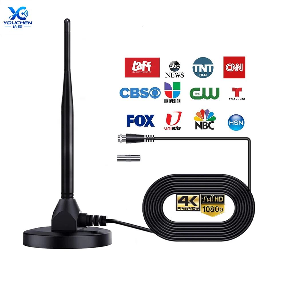 Long Range Magnetic Base TV Digital Antenna with Signal Booster HD Antenna Support 4K 1080P VHF/UHF TV Antenna 30DBI Gain