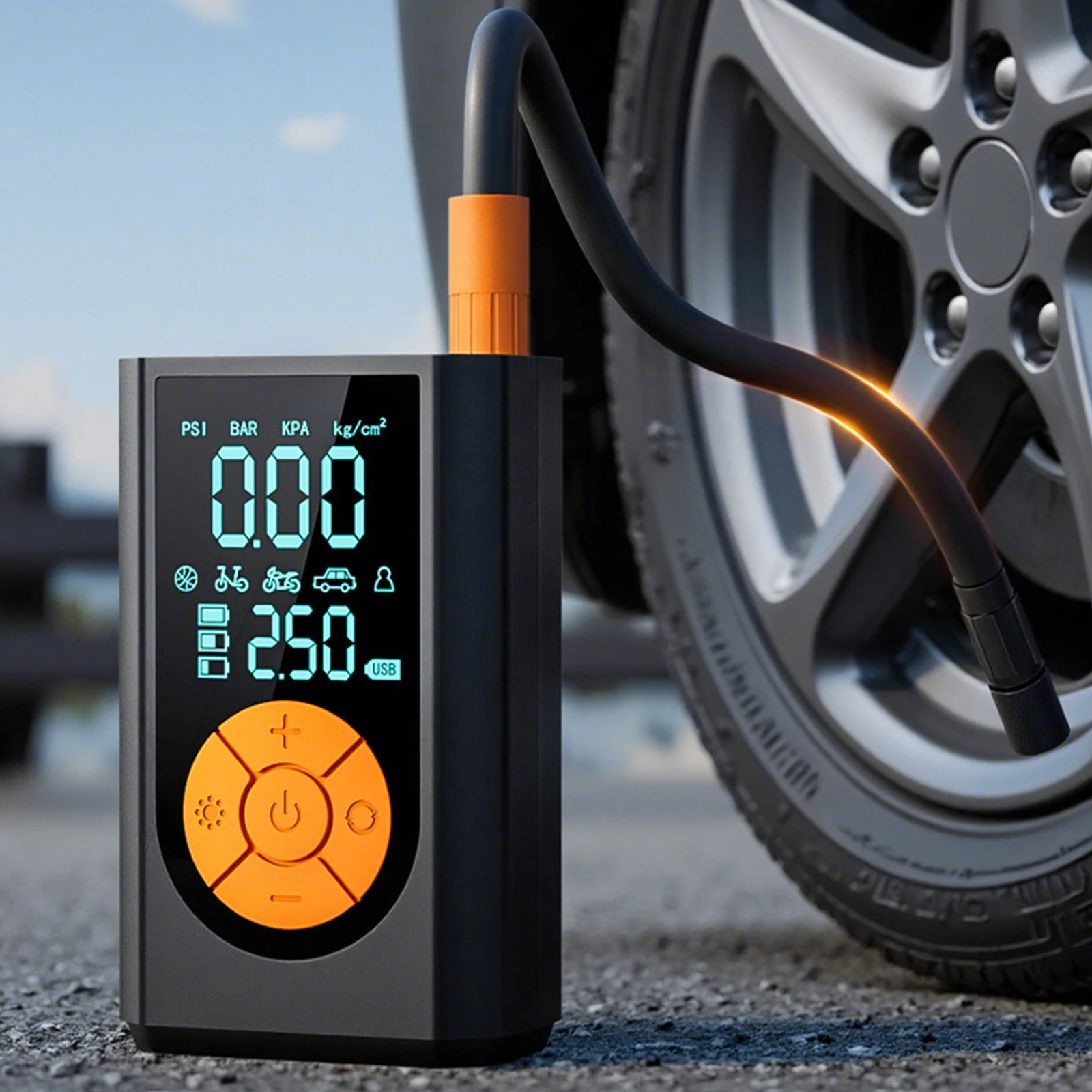 

Tire Inflator with Digital Gauge Cordless Mini Bike Pump with Rechargeable Battery for Car Motorcycle Bicycle Balls and More