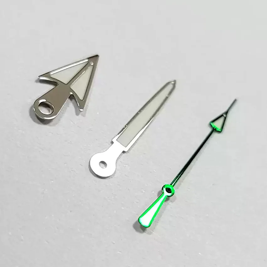 3PCS Silver Green Second Hand Arrow Shape Needle Green Luminous Hands  For NH35/NH36 Movement