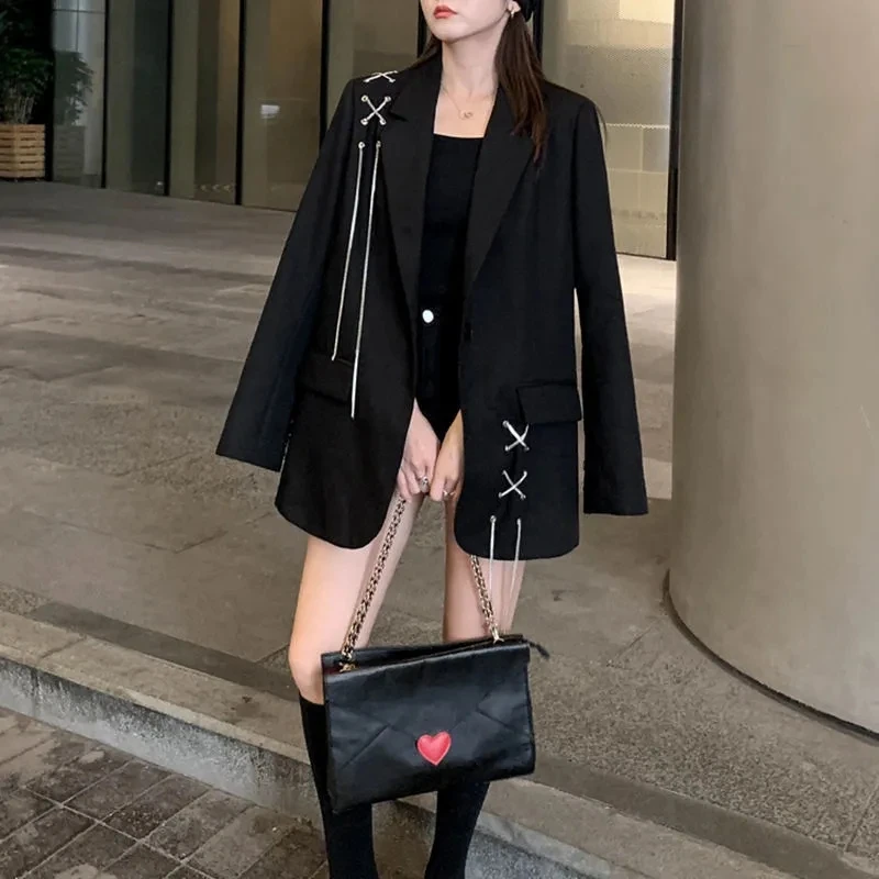 2024 New, Stylish Black Blazers, Women's Clothing, Spring Autumn Casual Blazer Coats, Female Suit Jackets ,Outerwear,Girls Tops