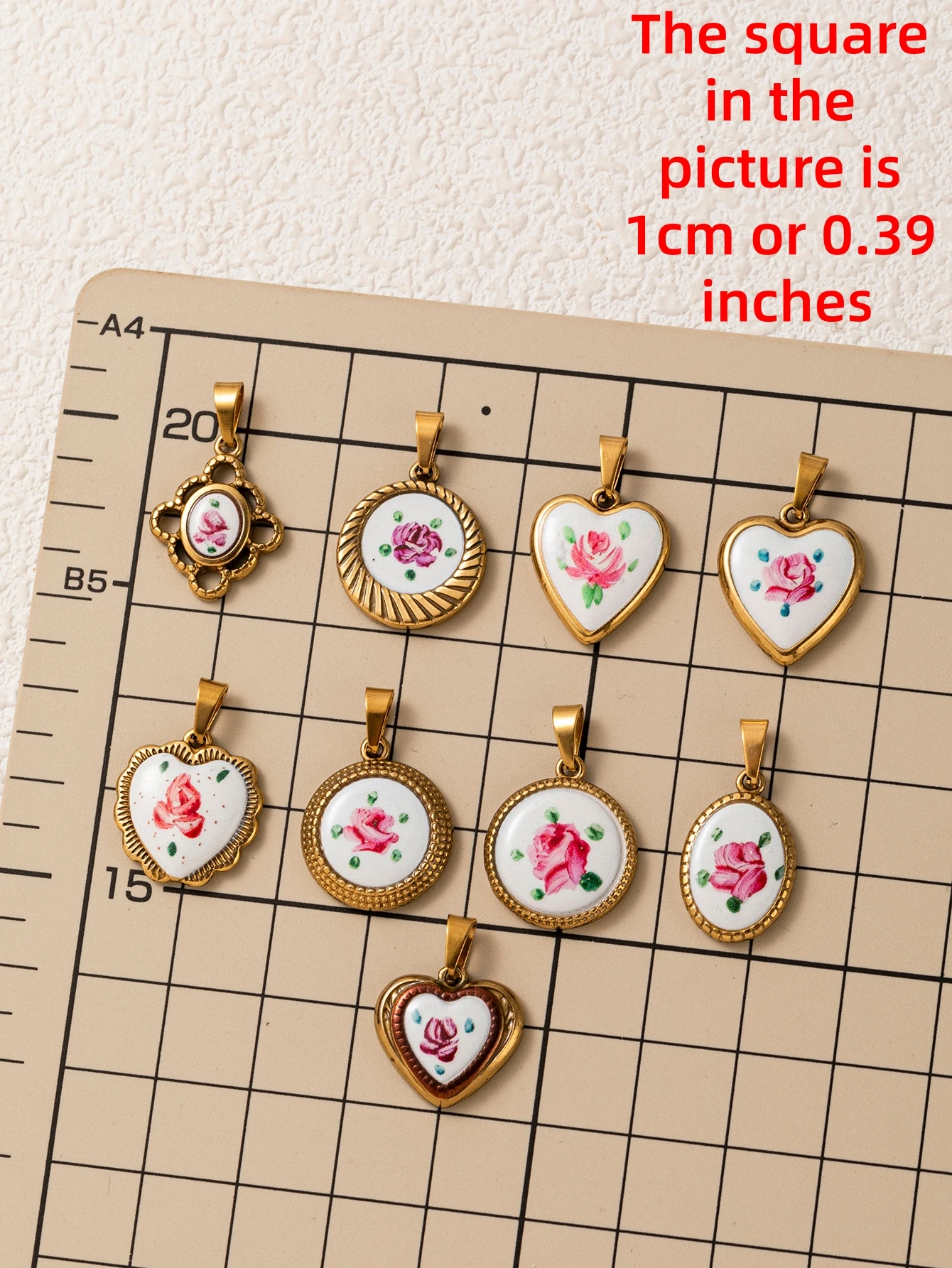 Neue Niedliche und Frische Geometrische Liebesblume aus 316 Edelstahl, Wasserdicht, Farbbeständig, DIY-Anhänger für Schmuck – Detail 1
