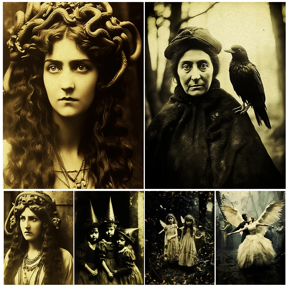 

Witchcraft and magic gothic photography art poster and print Medusa,angel,fairy,ghost,witch,vampire,wicca wall art Print Decor