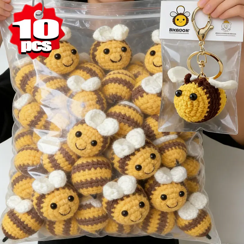 Crochet Bee Keychain, DIY Hand‑Knitted Mini Bee Pendant, Car & Handbag Charm, Festival Gift