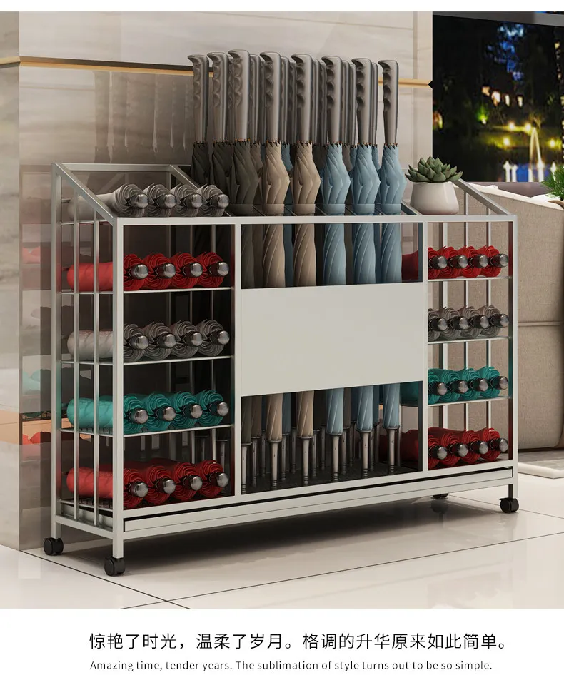 

Commercial umbrella rack school hotel bank lobby sales department storage rack custom logo umbrella storage rack
