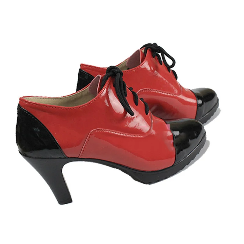 グレル・サトクリフコスプレ靴ブーツアニメ黒執事赤ハイヒールロールプレイフェイクレザーブーツ男性用