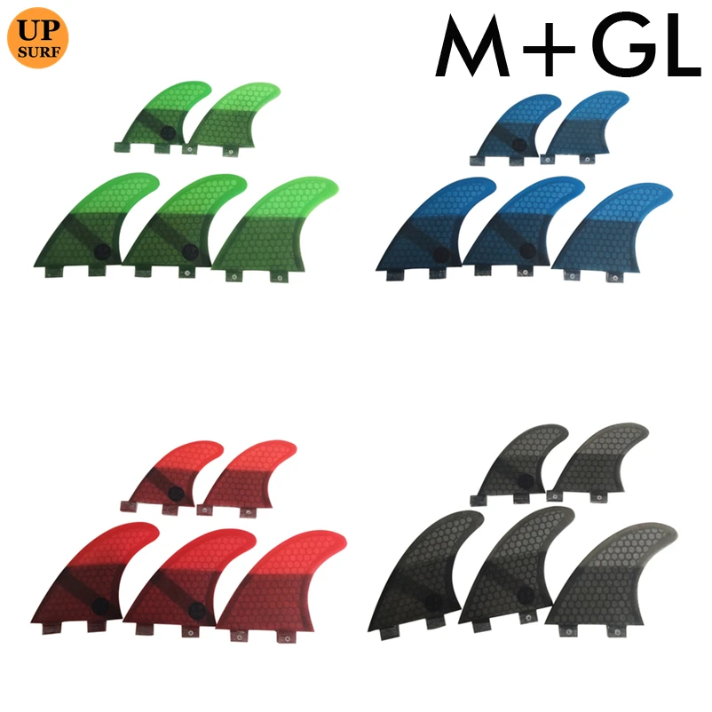 Surf Fins UPSURF FCS G5+GL Tri- quad fin set Surf Board Fin 4 Colors Honeycomb For Surf Accessories M+GL Surfcasting Accessories