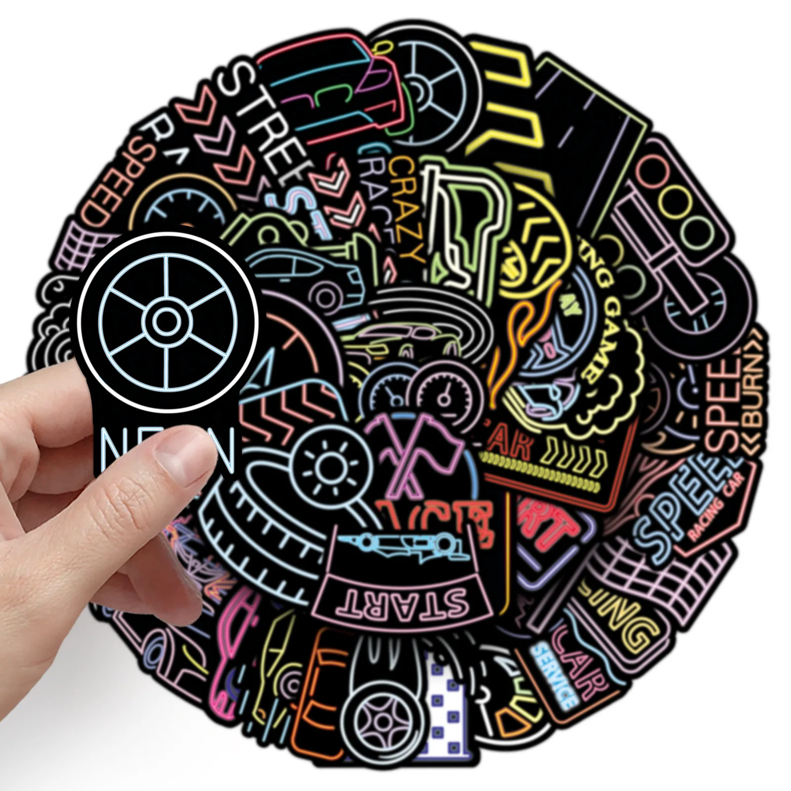 10/50PCS Cartoon Cool Racing Neon Style Graffiti Stickers Decals Children's Toys DIY Bookshelf Guitar Glasses Box Bicycle