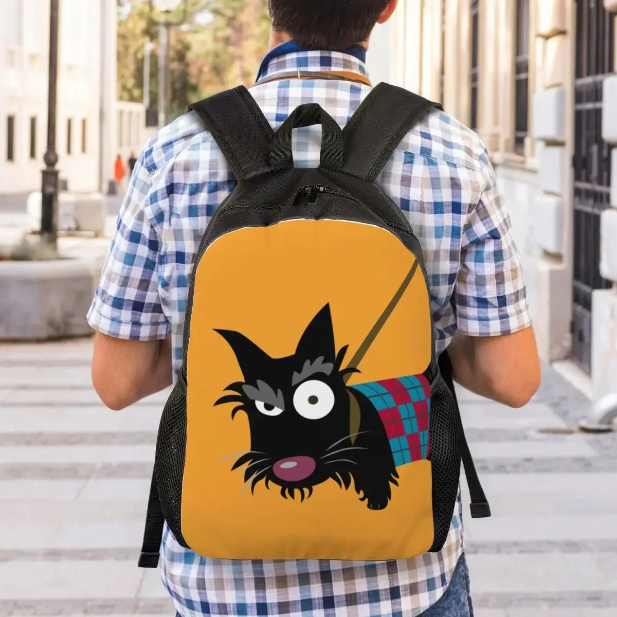 Funny Scottie Eye Backpacks for Men Women College School Student Bookbag Fits 15 Inch Laptop Scottish Terrier Dog Bags