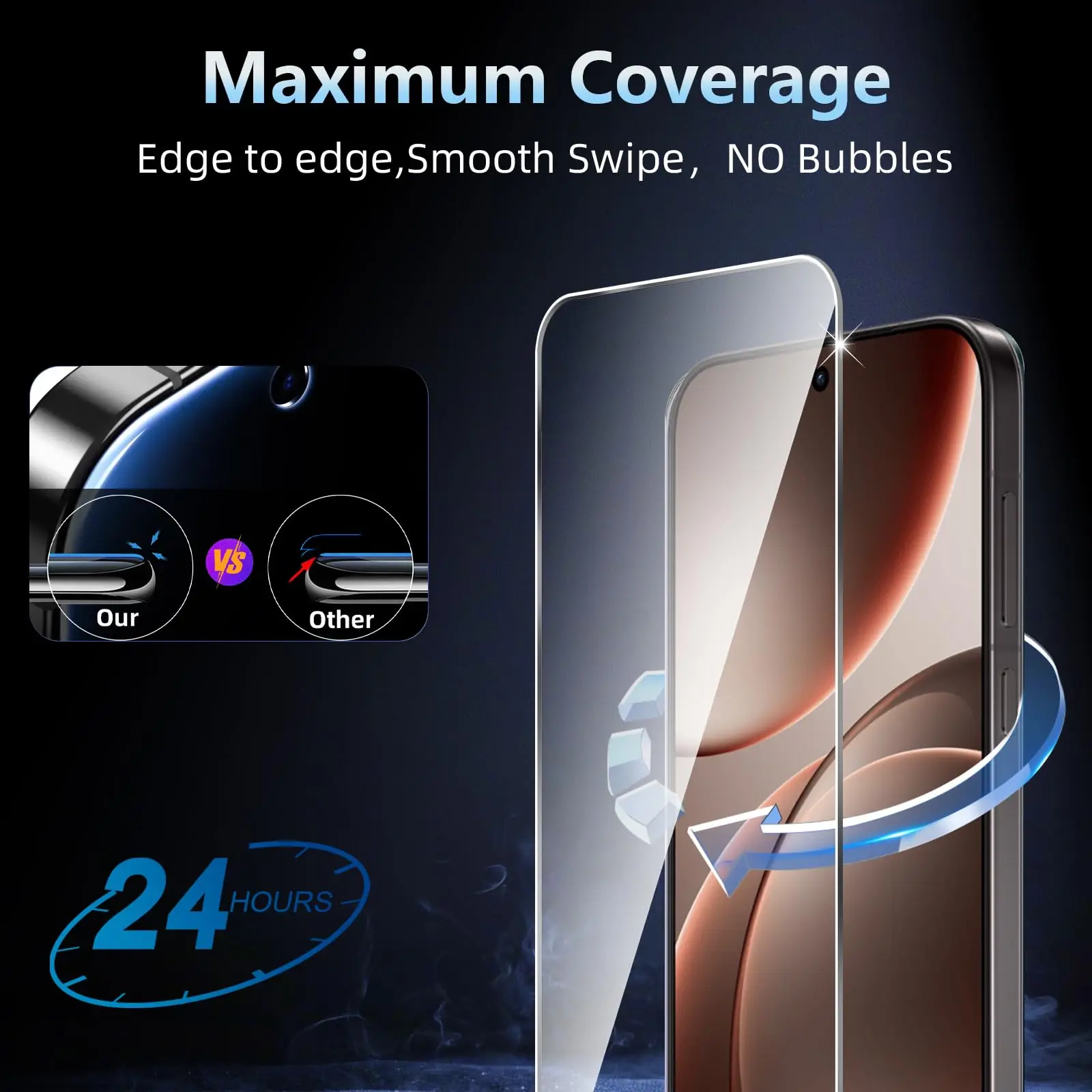 Displayschutzfolie für OPPO Find X9 Pro 6,78 Zoll, gehärtetes Glas, HD, 9H, transparent, kratzfest, case-freundlich – Detail 5