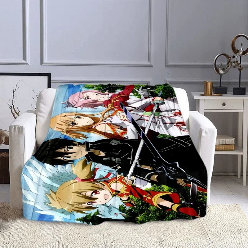 

Cartoon Sword Art Online Flannel Blanket, Children's Blanket, Soft and Comfortable, Home, Travel, High Quality