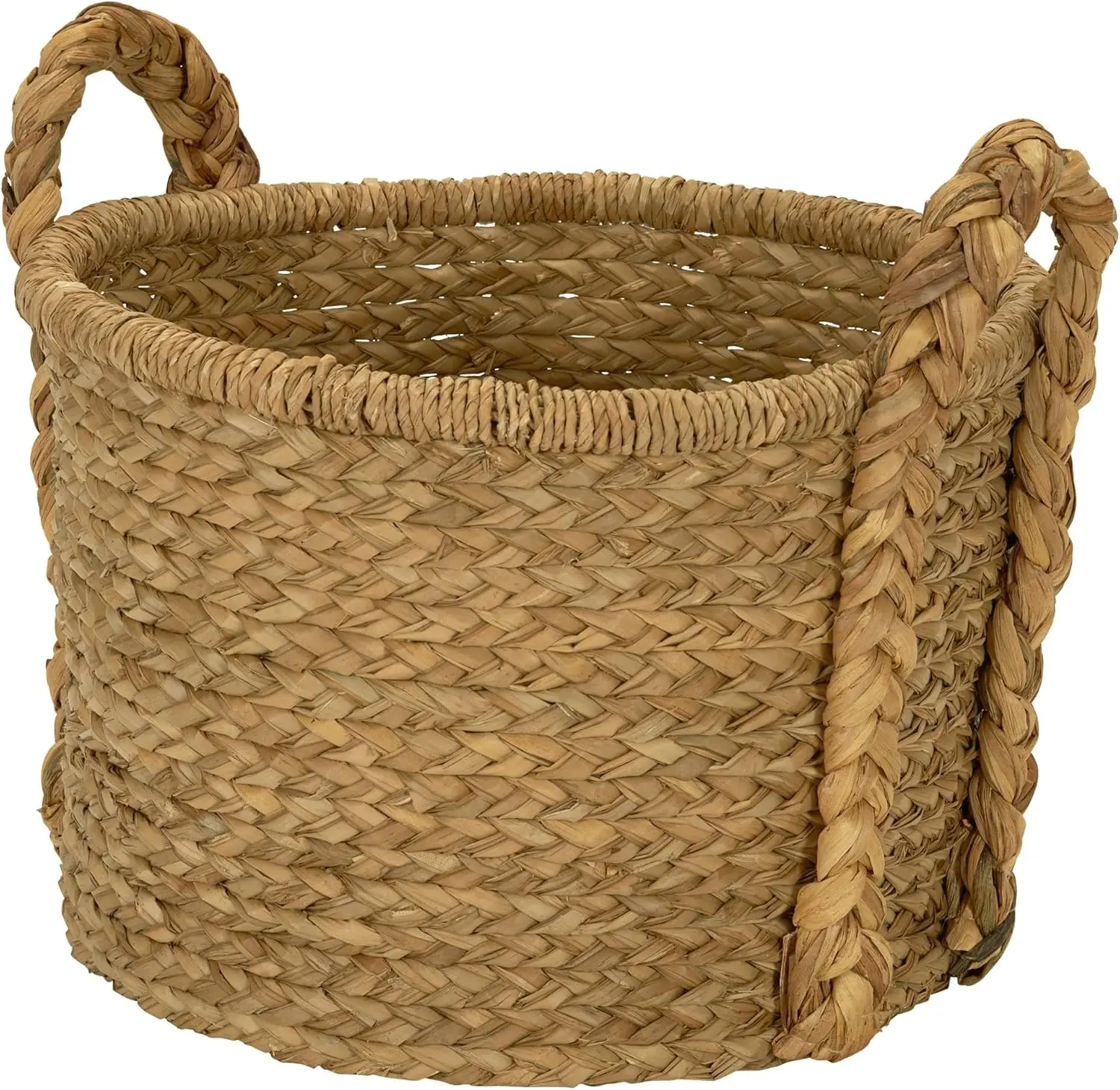 

Large Wicker Floor Storage Basket with Braided Handle, Light Brown 19''x 25''